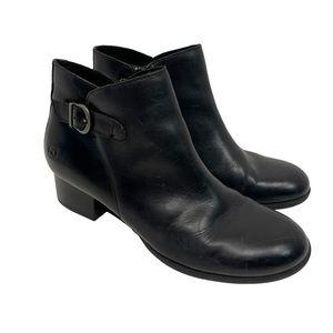 Born Womens Phobos Ankle Bootie Size 10 Black Leather Side Zip Low Heel Casual